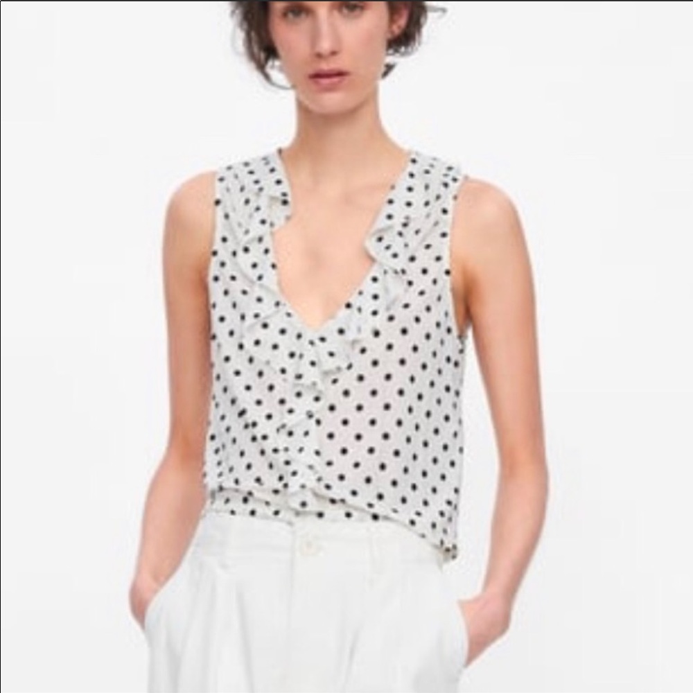 Zara Polka Dot Ruffled Top
